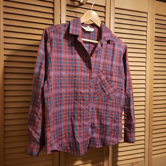 Koret red teal and purple plaid shirt - Picture 5 of 9